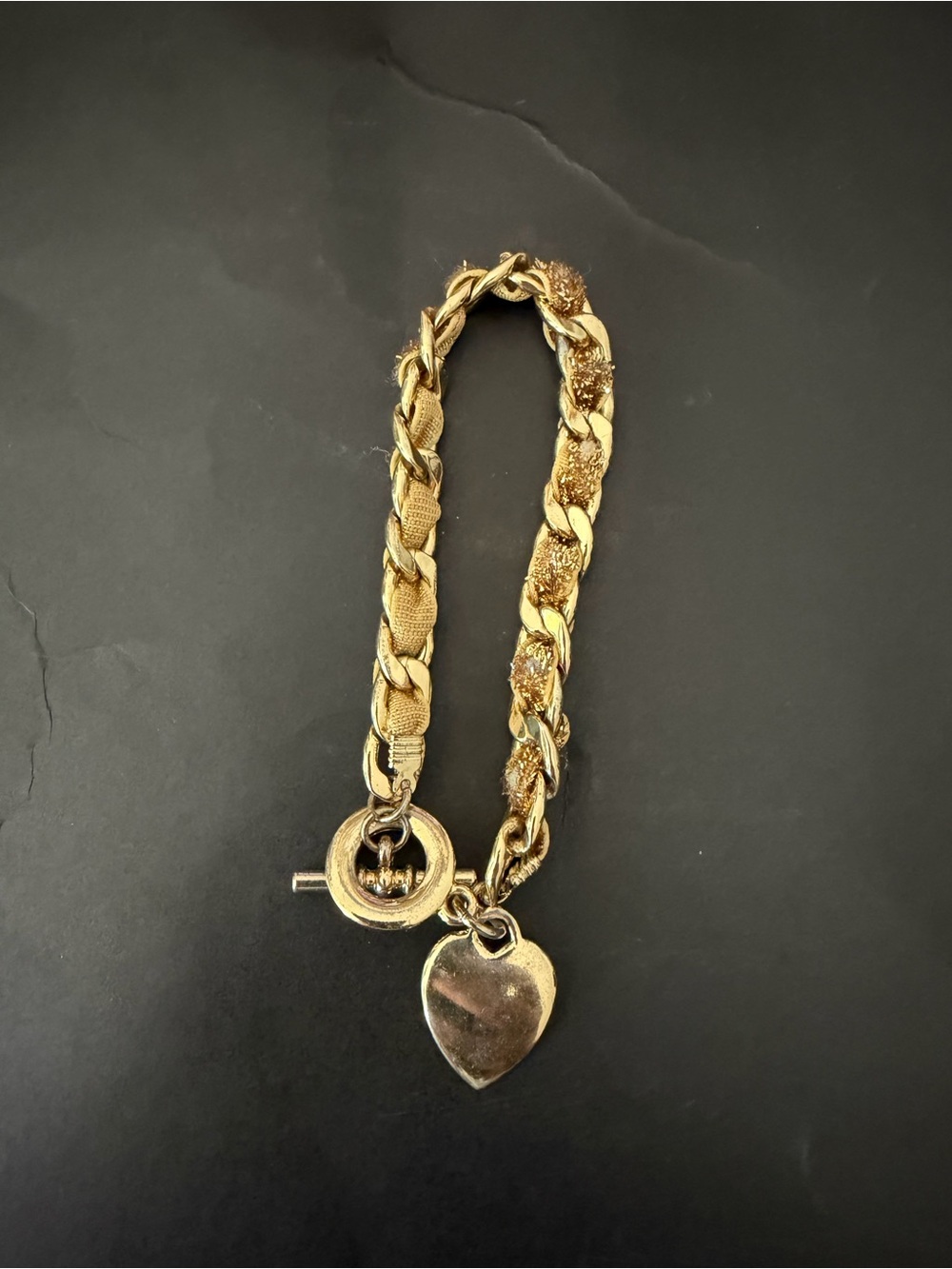 Gold Heart Toggle Bracelet for Women - Polished Gold Chain - Picture 4 of 4